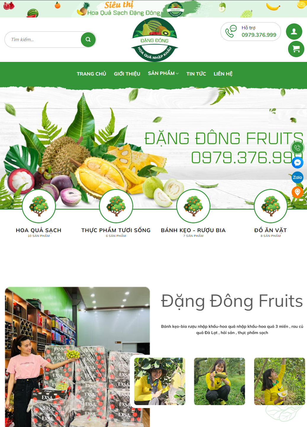 Dự án Web shop Hoa quả sạch Đặng Đông